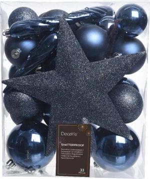 Kaemingk Weihnachtsbaumkugel Weihnachtsbaumkugeln bruchfest Ø 8 cm 33 Stück blau