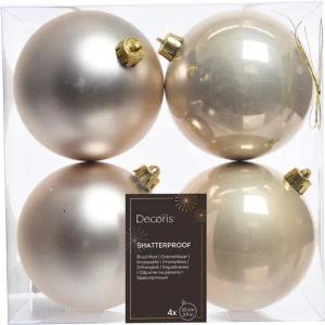 Kaemingk Weihnachtsbaumkugel, Weihnachtskugeln Kunststoff 10cm 4 Stück - Perle