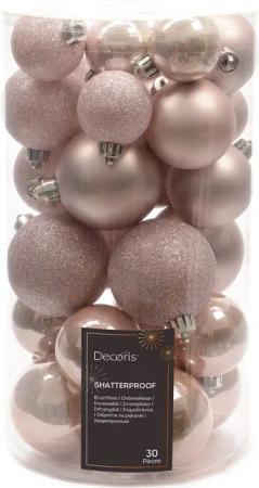 Kaemingk Weihnachtsbaumkugel, Weihnachtskugeln Kunststoff Mix 4-6cm 30er Set - Rosa