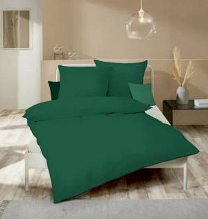 Kaeppel Bettwäsche Uni Einfarbig Dunkel Grün Modern versch. Größen, Biber, 2 teilig, zeitlos und elegant