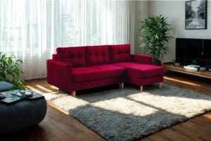 Kaiser Möbel Ecksofa mit schlaffunktion und bettkasten, L-Form Floro stoff Monolith, universell montierbare Ottomane DL-Aufklappsystem