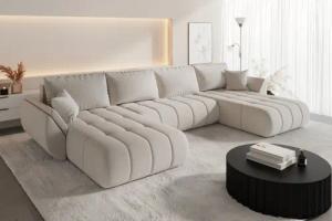 Kaiser Möbel Ecksofa TOKYO U PREMIUM im Stoff WIND Sofa mit Schlaffunktion und Bettkasten, Ecksofa U-Form, U-Form,Easy-Clean-Stoff WIND,Pflegeleicht & strapazierfähig