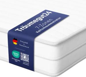 Kaltschaummatratze AquaFlex - 7-Zonen Wendematratze mit zwei Liegeseiten H3&H4, Träumegut24, verschiedene Größen, Höhen und Härtegrade