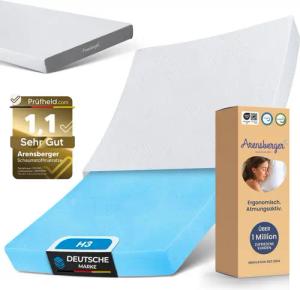 Kaltschaummatratze Gelschaum Matratze LINA, Rollmatratze Komfortmatratze H3 Härtegrad, Arensberger, 11 cm hoch, (11 cm NANOCELL® Gel-Schaum), Atmungsaktiv, Abnehmbarer Bezug 240g/m², Waschbar bis 60°C –