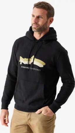 Kapuzen-Sweatshirt Angeln Molton warm schwarz