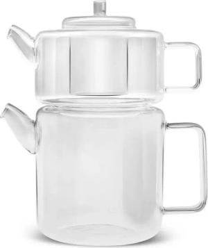 Karaca Teekanne Karaca Flat Borosilikat Glas-Teekannen-Set, 2.9L, Transparent