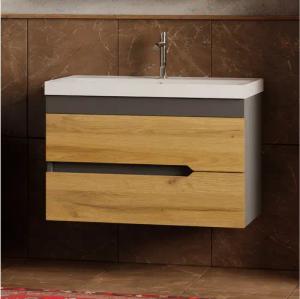 Karen Waschtisch-Set Waschtisch mit Unterschrank Marmara, (3-St., Unterschrank mit Schubladen, Keramikwaschbecken), Innovatives Design, MDF Lam, Softclose, Funktionalität