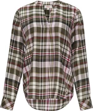 Karierte Bluse aus Viskosemix und Krempel-Detail