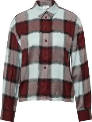 Karierte Hemdbluse aus Viskosemix mit Raffung