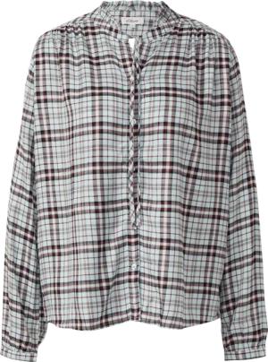 Karierte Hemdbluse im Relaxed Fit mit Rüschenkragen