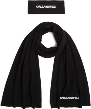 Karl Lagerfeld Tücher & Schals - Geschenkset aus Stirnband und Schal mit Logo - Gr. unisize - in Schwarz - für Damen