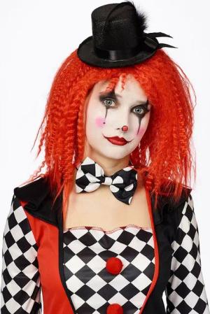 Karneval-Klamotten Clown-Kostüm Clown Perücke gekreppte Pierrot rot, Clownsperücke in auffälligem Rot Karneval Fasching
