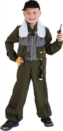 Karneval-Klamotten Kostüm Kampfpilot Kinder Kampfjet Pilot Kinderkostüm, Jungenkostüm Militär US Jetpilot Kinder-Overall Navy Fighter