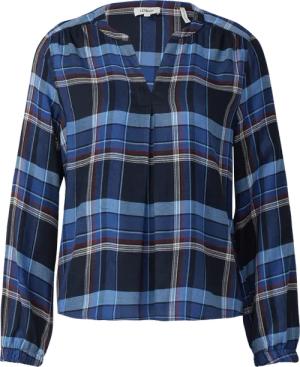 Karo-Bluse mit Faltendetail und elastischen Ärmelbündchen