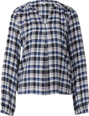 Karo-Bluse mit Faltendetail und elastischen Ärmelbündchen