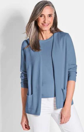 Kaschmir-Longstrickjacke - blau - Gr. 46 von Goldner Fashion