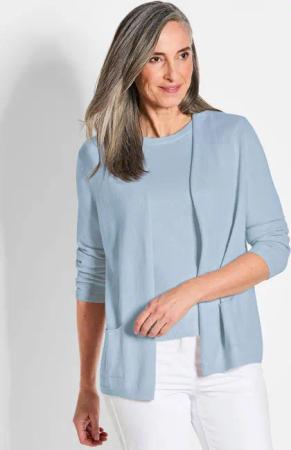 Kaschmir-Longstrickjacke - hellblau - Gr. 48 von Goldner Fashion