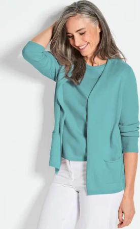 Kaschmir-Longstrickjacke - mint - Gr. 19 von Goldner Fashion