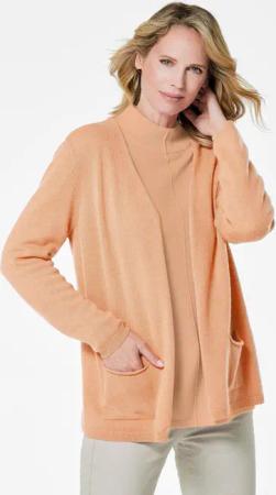 Kaschmir-Longstrickjacke - pfirsich - Gr. 42 von Goldner Fashion