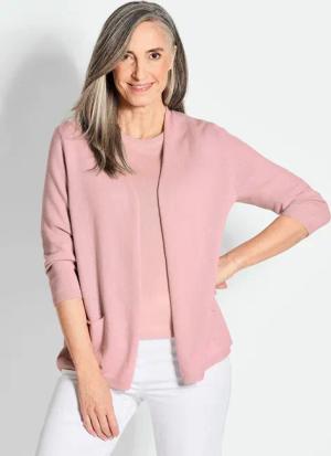 Kaschmir-Longstrickjacke - rosé - Gr. 48 von Goldner Fashion