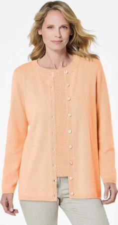 Kaschmirstrickjacke mit Rundhalsausschnitt - pfirsich - Gr. 40 von Goldner Fashion