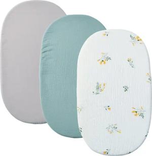 KEAYOO Spannbettlaken CL, (3 Stück), Spannbettlaken Musselin Weiche für Baby Stubenwagen und Kinderbett