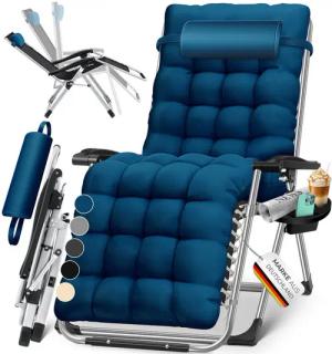 KESSER Gartenliege, Sonnenliege Liegestuhl Klappbar + Getränkehalter Gartenstuhl