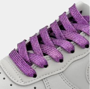 Kicksarchive Schnürsenkel Flache Glitzer Schnürsenkel Glitter Laces Kostüm Silber Bunt Weiß 8mm