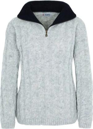 KIDKA Wollpullover - Zopfmusterpullover aus Schafwolle für Damen / Herren - hellgrau - aus rauer isländischer Wolle