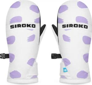 Kids Winter sports ’ snowboard and ski winter mittens Polka dots White