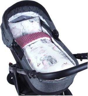 Kinderdecke BABYLUX Babydecke MINKY 2Set Kuscheldecke Decke 75 x 60cm Kinderwagen, BabyLux, MP125 - Altrosa + Elefanten