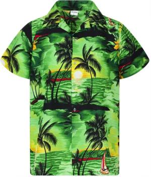 King Kameha Hawaiihemd Surf Funky Hawaii-Hemd Herren Kurzarm Front-Tasche Stylish Unisex