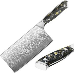 KingLux Damastmesser Damast Hackmesser Küchenmesser aus 67 Lagen Damaststahl Nakirimesser