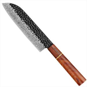 KingLux Damastmesser Damast Santokumesser aus Damaszener Stahl Küchenmesser