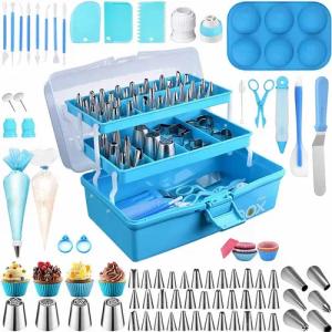 KINSI Tortenwerkzeug 236-teiliges Tortendekorationswerkzeug-Set, 3-stufiger Werkzeugkasten, Detailgenaue Dekoration, für DIY & Profi, anfängerfreundlich