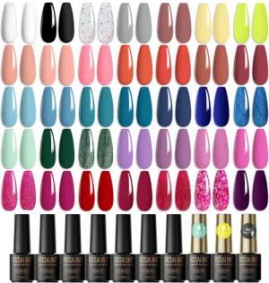 KINSI UV-Nagellack-Set 35 Farben Nail Art Nagellack Set, Nude, Shaping, Leave-In, Home Salon, 38-tlg., mit Grundierung & Decklack, für Alltagslook, Party, DIY Nail Art