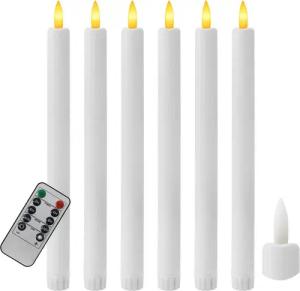 kisidus LED-Kerze LED Stabkerzen mit Fernbedienung 6pcs (Flammenlose Tafelkerzen mit Timerfunktion, Stabkerzen Weiß), für Weihnachten, Heimdekoration