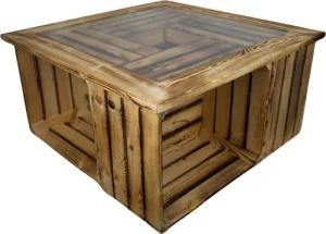 Kistenkolli Altes Land Allzweckkiste Glasplatte mit Holzrahmen geflammt 85x85cm (Spar-Set)