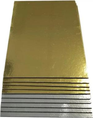 KITCHENDREAM Tortenplatte CakeBoard Set Kuchenplatte eckig gold UND silber in 3 mm starker Pappe, (5-tlg)