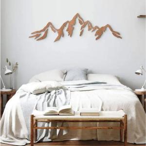 K&L Wall Art Holzbild Naturposter Gebirge Holzschild Berge Wohnzimmer Deko, (mehrteiliges Holzposter), Wandbild aus Holz