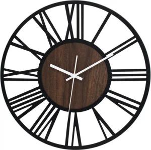 K&L Wall Art Wanduhr industrielle XL Holz-Metall Uhr ohne Tick-Geräusche (leises Quartz Uhrwerk)