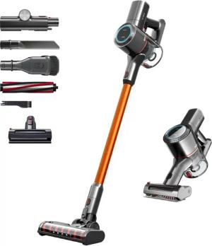 KLAMER Akku-Hand-und Stielstaubsauger 420 Watt Kabelloser, 1 Akku, Flexibler Handstaubsauger mit verschiede…, 420 W, beutellos, 25,2V Akku, LED Display & Frontlicht, Leichte Steuerung, 3 Aufsätze