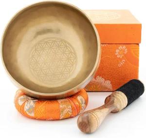 Klangschalen-Center Klangschalen Klangschale mit Gravur 'Blume des Lebens' in Geschenk-Box L