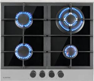 Klarstein Gas-Kochfeld Alchemist, 4 Zonen Gaskochfeld Aluminium-Brenner Glaskeramik schwarz