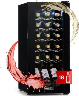 Klarstein Weinkühlschrank Shiraz 18 Uno, für 18 Standardflaschen á 0,75l,Wein Flaschenkühlschrank Weintemperierschrank Weinschrank Kühlschrank