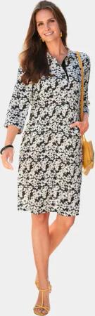 Kleid in weich fallender Qualität - schwarz / geblümt - Gr. 50 von Goldner Fashion