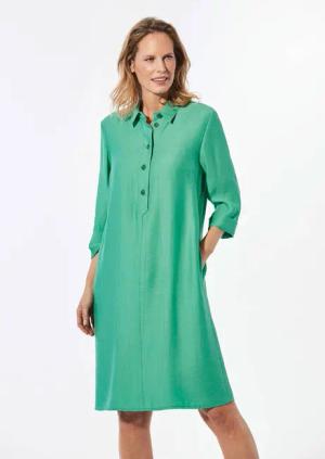 Kleid mit Hemdkragen - grün - Gr. 48 von Goldner Fashion