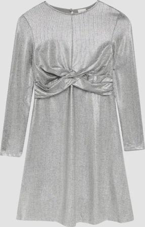Kleid mit Wickel-Detail in Metallic-Optik
