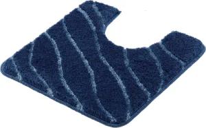 Kleine Wolke Badematte Tram, Höhe 20 mm, rutschhemmend beschichtet, fußbodenheizungsgeeignet, Polyacryl, quadratisch, WC Vorleger mit Ausschnitt, modernes Wellen Design, Hoch-Tief Effekt