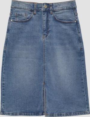 Knielanger Jeansrock mit Schlitz